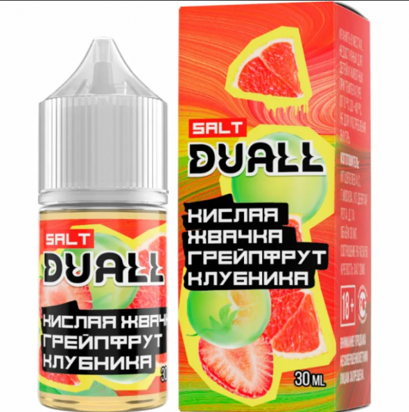 жидкость для электронных сигарет Duall 30 ml hard Кислая жвачка грейпфрут клубника