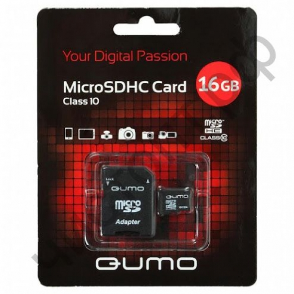 карта памяти microsd 16 gb Qumo class10 + sd адаптер