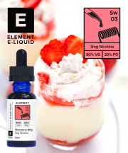 Жидкость для Электронных сигарет " Element E-liquid " -Strawberry whip  крепость 3 мг. емкость 20 мл.