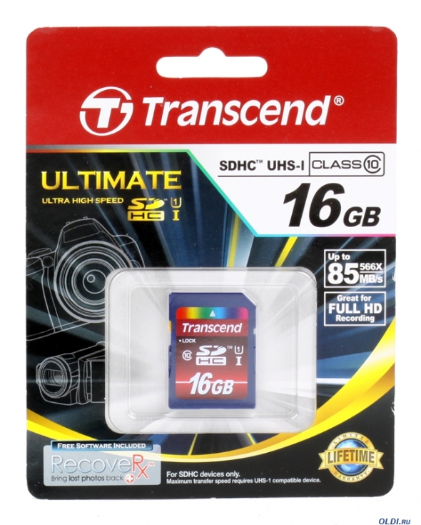 карта памяти  transcend sdhc 16gb class 10 ultimate