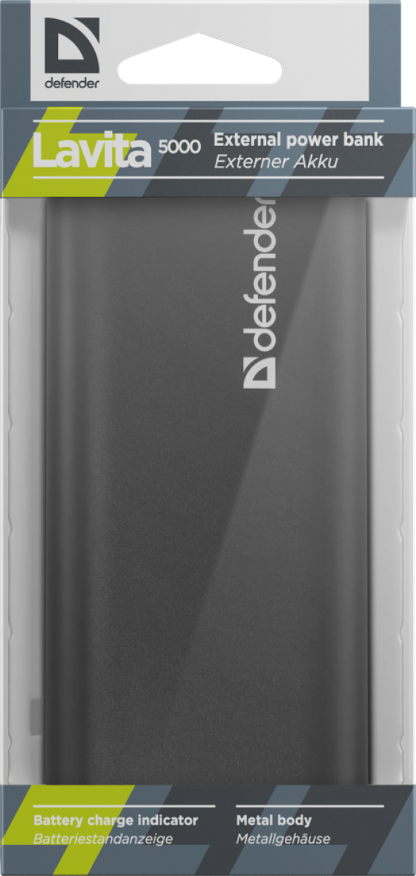 ЗУ DEFENDER Lavita 5000, 5000 mAh, 1 USB порт,5V/1A,
