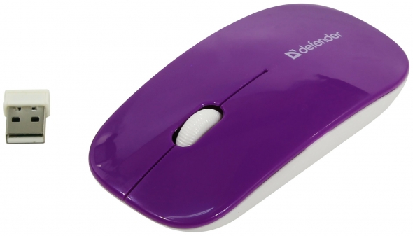 Мышь беспроводная DEFENDER NetSprinter MM-545, фиолетовый/белый.