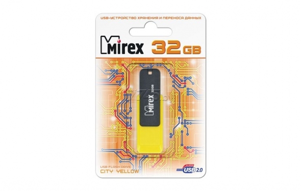 Флеш-накопитель USB  32GB  Mirex  CITY  жёлтый  (ecopack)