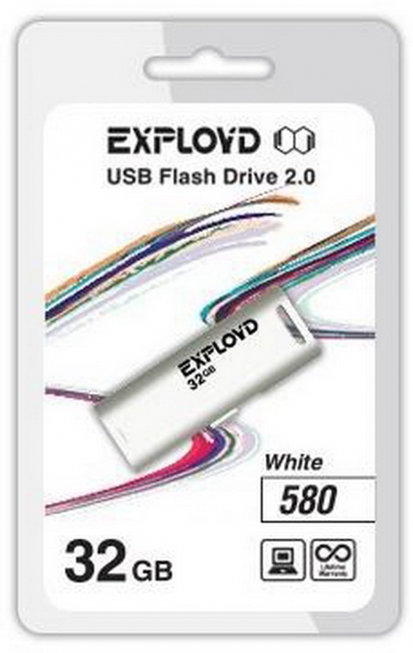 Флеш-накопитель USB  32GB  Exployd  580  белый
