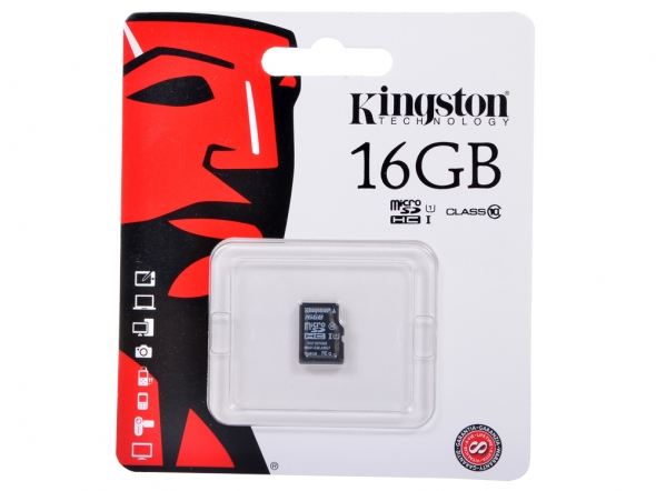 MicroSD 16GB Kingston  class 10  с адаптером