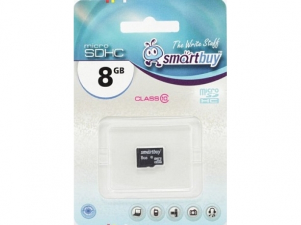 Micro sd карта 8 gb Smart Buy class 10 без адаптера