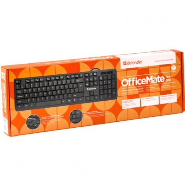 Клавиатура DEFENDER OfficeMate MM-820, USB, чёрная.