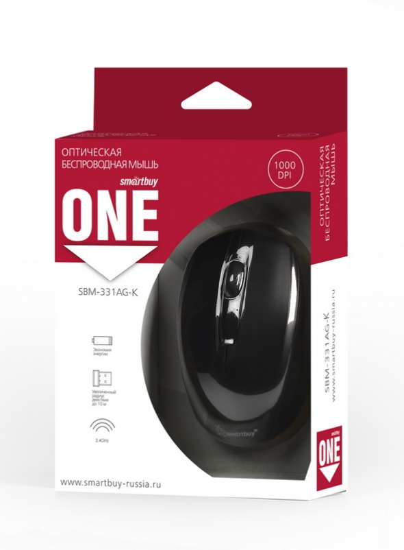 Мышь Smartbuy 331 AG, черная, беспроводная.