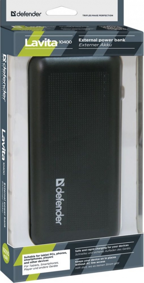резервная батарея ЗУ DEFENDER Lavita 10400. 10000 mAh 1usb 2A