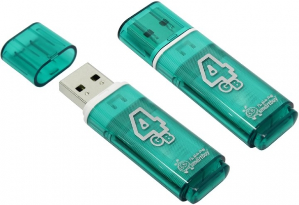 Флеш-накопитель USB  4GB  Smart Buy  Glossy  зелёный