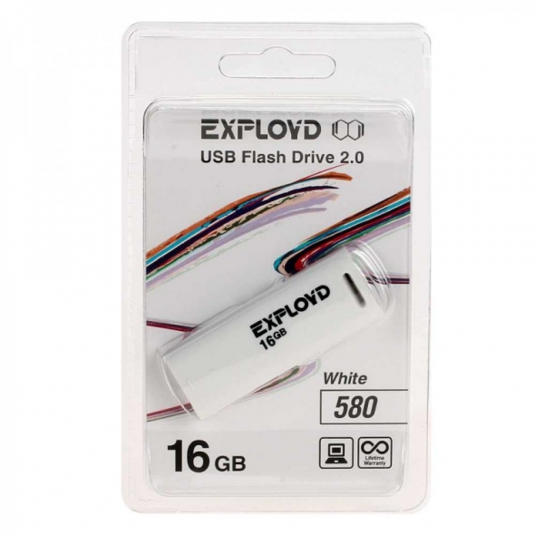 Флеш-накопитель USB 16 gb Exployd 580 белый,синий,чёрный