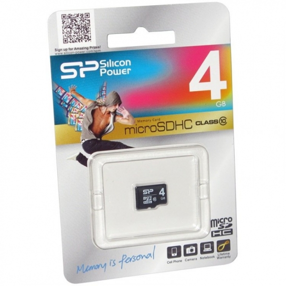 MicroSD 4GB Silicon Class 10 без адаптера