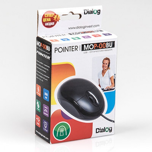 Мышь проводная  DIALOG Pointer Optical MOP-00BU, черная