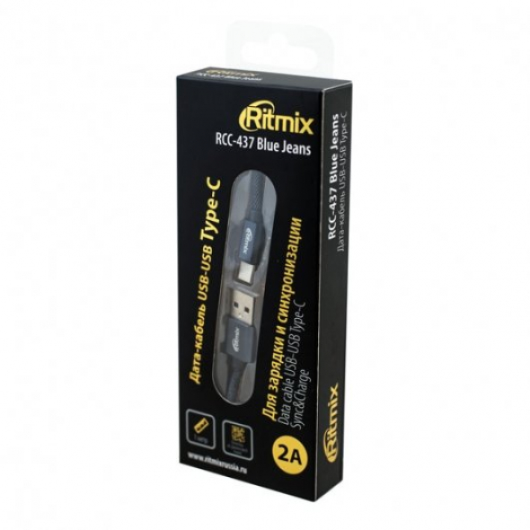 Кабель RITMIX RCC-437 Jeans, USB Type-C-USB, 2A 1 м.