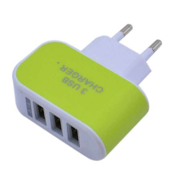 СЗУ адаптер 3 USB 3.1A зеленый