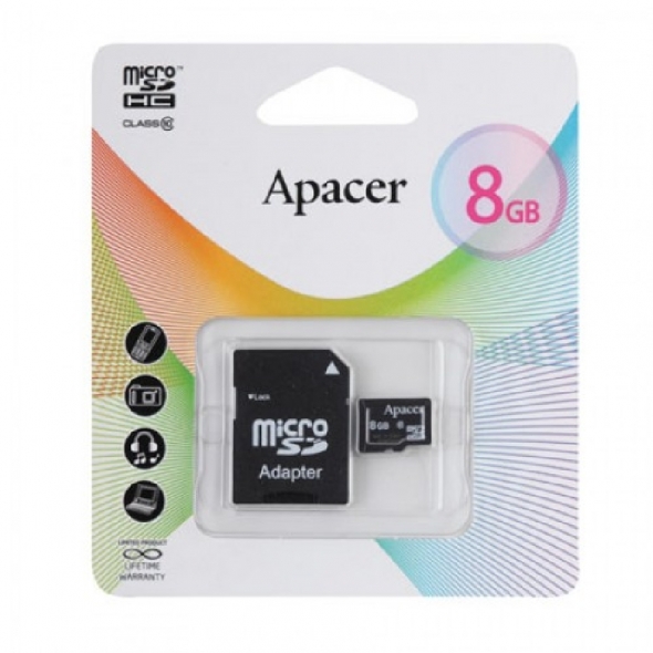 Micro sd карта 8 gb Apacer class 10 с адаптером