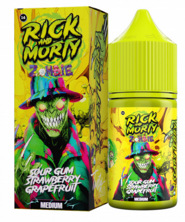 жидкость для электронных сигарет  Rick and Morty Salt Zombie Кислая Жвачка Клубника Грейпфрут 30мл 20 Medium