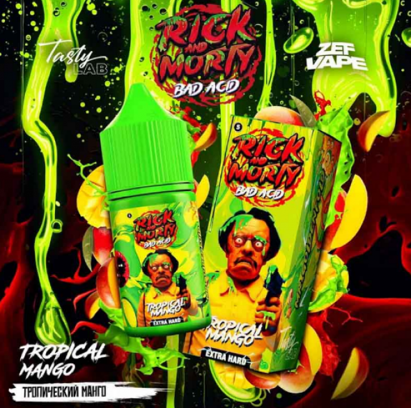 жидкость для электронных сигарет salt Rick and Morty BAD ACID 30 мл Tropical Mango - Манго кислинка hard