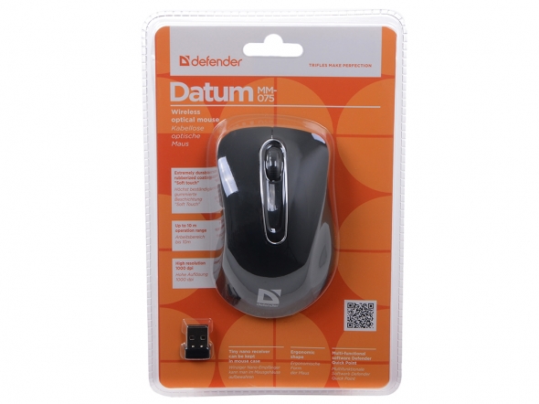 Мышь беспроводная DEFENDER Datum MM-075, чёрная