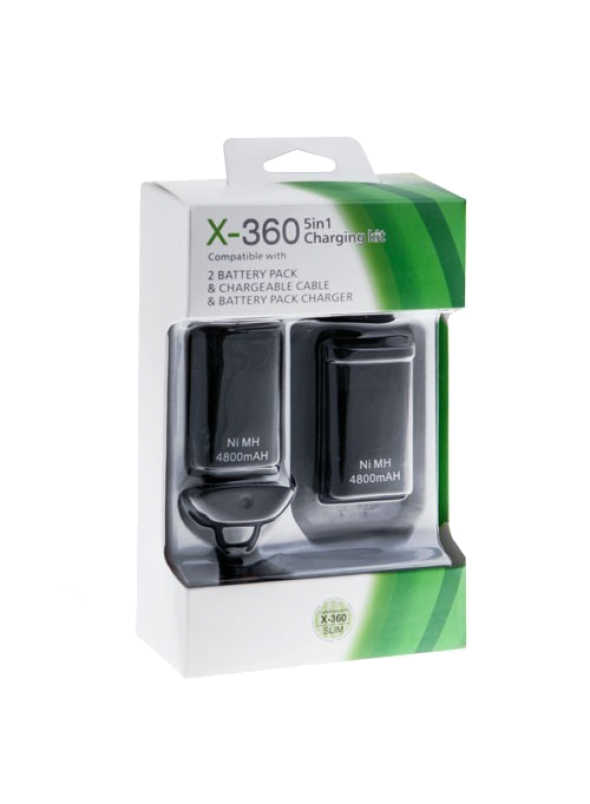 набор X-BOX 360 5 в 1 ( блок+кабель зарядки+акб 4800*2 ) чёрный