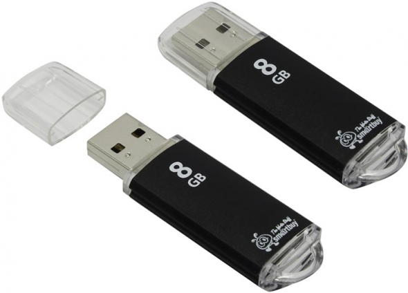 Флеш-накопитель USB  8GB  Smart Buy  V-Cut  чёрный