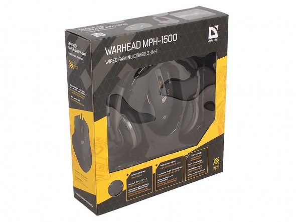 Набор DEFENDER Warhead MPH-1500 черный, мышь игровая +гарнитура+ковер