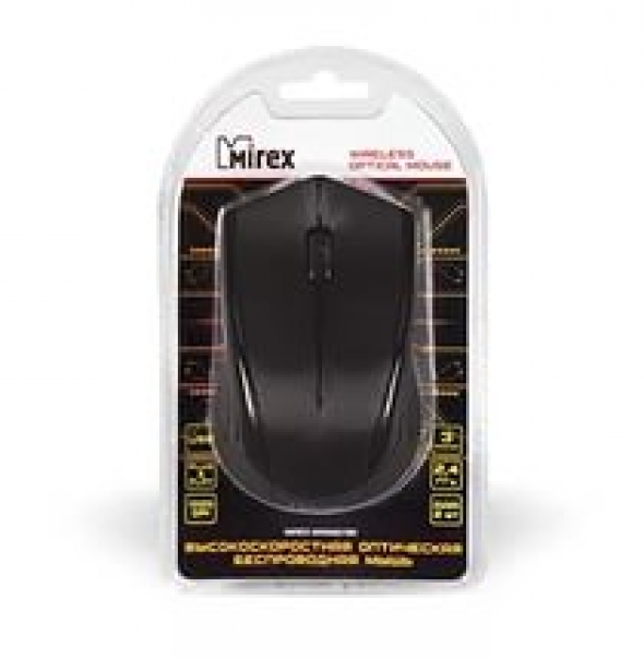 Мышь MIREX MWM001BK, беспроводная, черная, 3кн., USB.