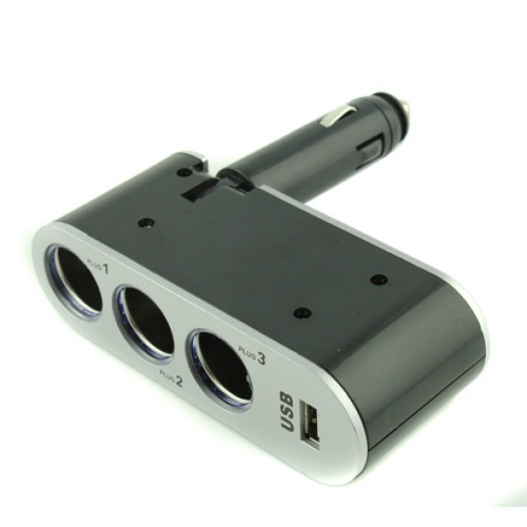 разветвитель 12/24 в 3 гнезда + USB WF 0100