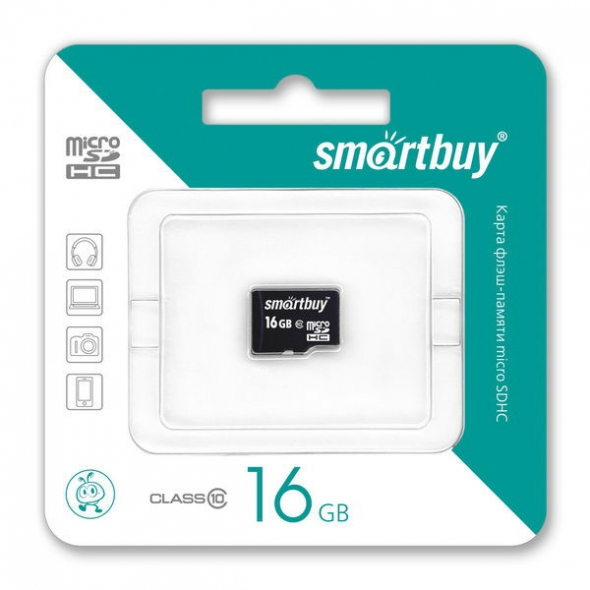 карта памяти microsd 16gb Smartbuy Class 10  без адаптера