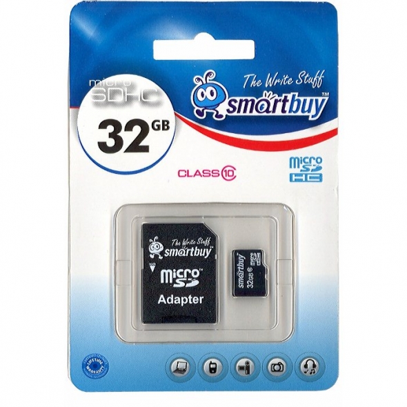 карта памяти microsd 32gb Smartbuy Class 10  с адаптером