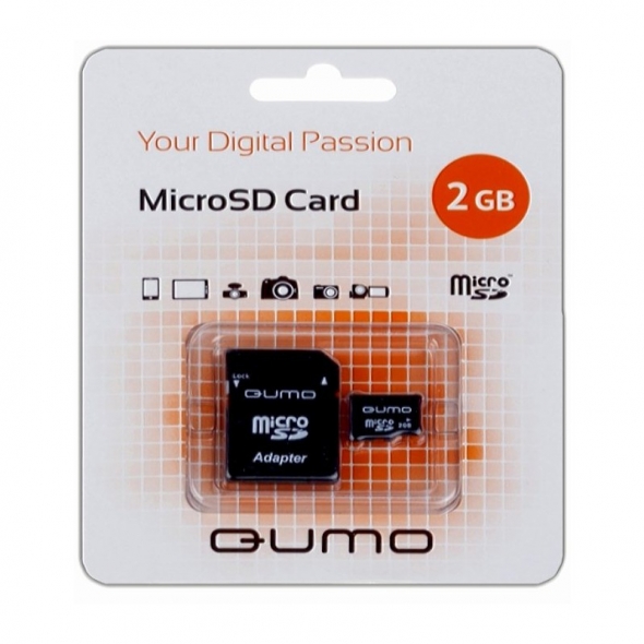 Micro sd карта 2 gb Qumo + Sd адаптер