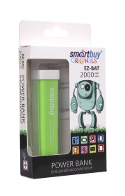 Резервная батарея ЗУ SMARTBUY EZ-BAT, 2000 мАч, зелёный, глянцевый пластик.