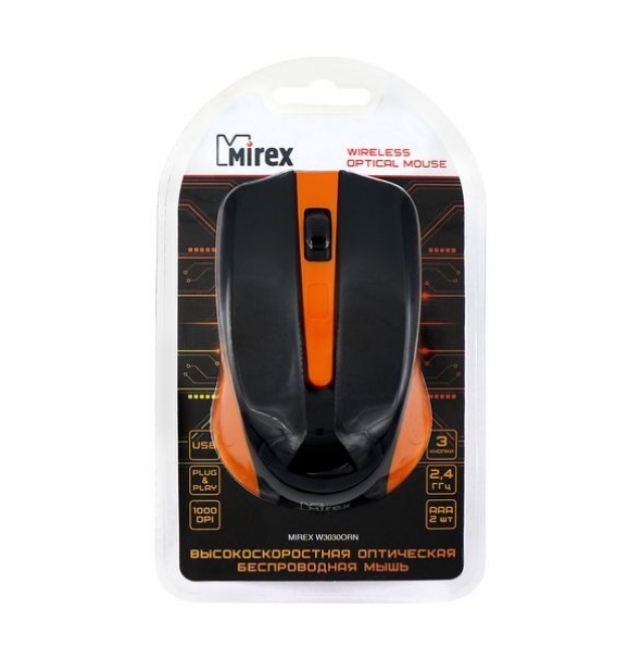 Мышь беспроводная MIREX W3030ORN черная/оранжевая