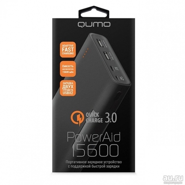 Зарядное устройство  QUMO PowerAid 15600 QC 3.0, 15600 mAh, чёрный